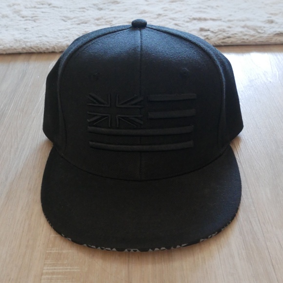 Hae Hawaii Mens Black 3D Puff Flag Flatbill Hat NWOT~ - Picture 2 of 6